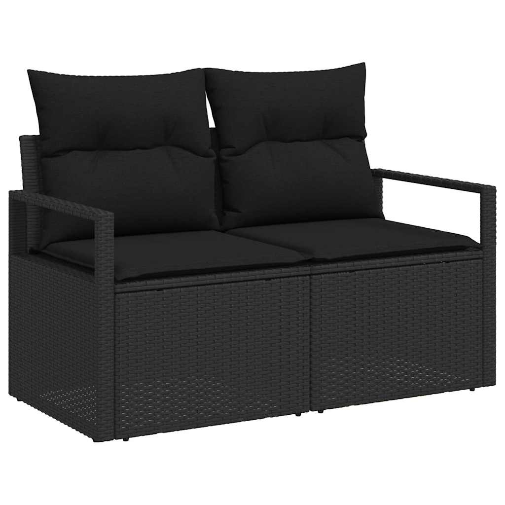 Set Divano da Giardino 10 pcs Nero Poly Rattan