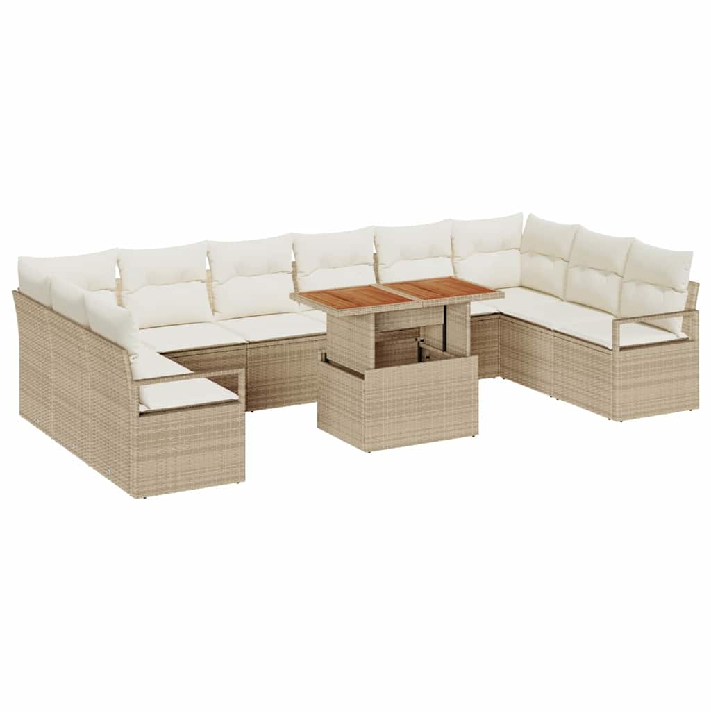 Set Divano da Giardino 11 pcs Beige Poly Rattan | homemem39