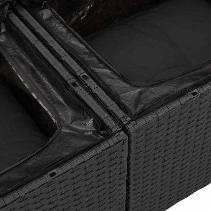 Set Divano da Giardino 11 pcs Nero Poly Rattan