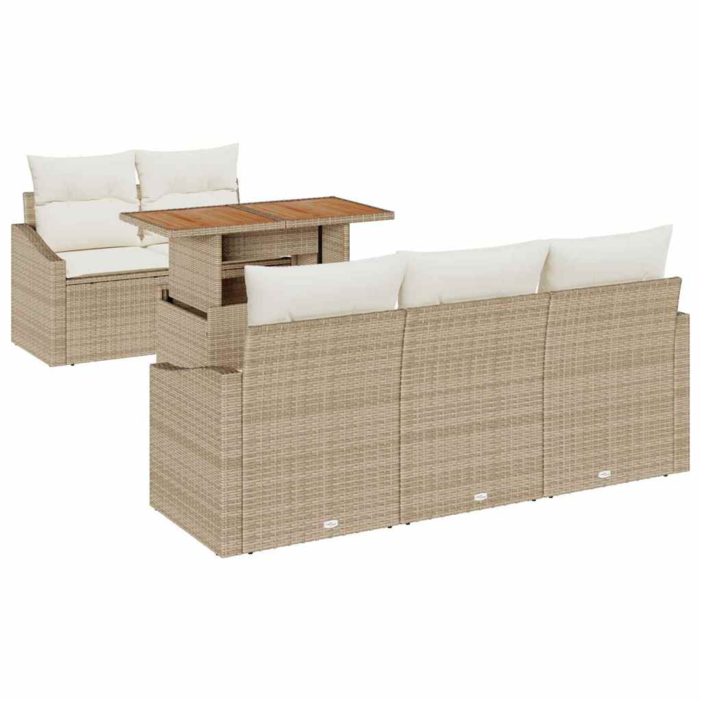 Set Divano da Giardino 6 pcs Beige Poly Rattan