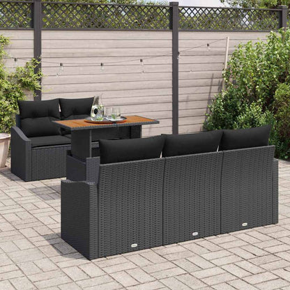 Set Divano da Giardino con archiviazione 6 pcs Nero Poly Rattan