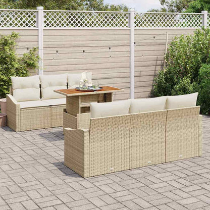 Set Divano da Giardino 7 pcs Beige Poly Rattan