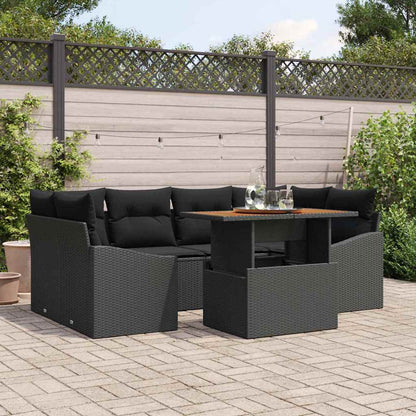 Set Divano da Giardino con archiviazione 7 pcs Nero Poly Rattan