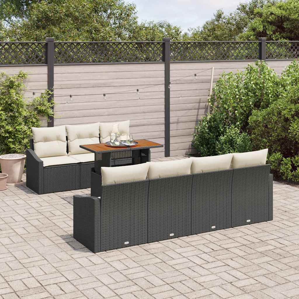 Set Divano da Giardino con archiviazione 8 pcs Nero Poly Rattan