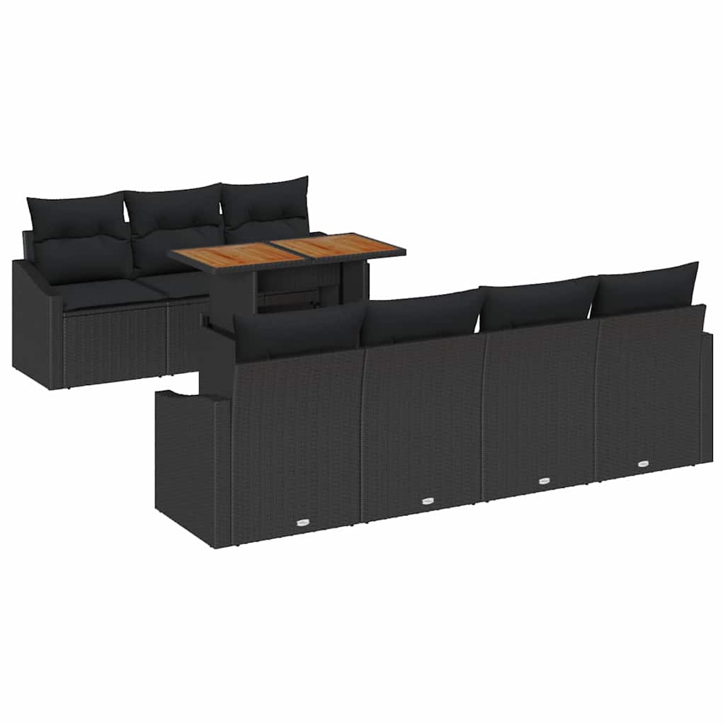 Set Divano da Giardino con archiviazione 8 pcs Nero Poly Rattan
