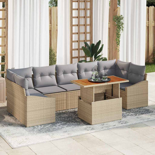 Set Divano da Giardino con cuscino 8 pcs Beige e Grigio Chiaro - homemem39
