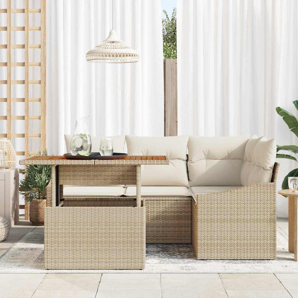 Set Divano da Giardino 5 pcs Beige Poly Rattan - homemem39