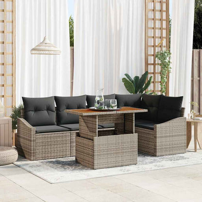 Set Divano da Giardino 6 pcs Grigio Poly Rattan