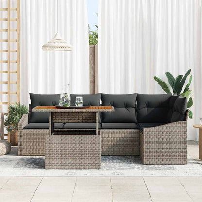 Set Divano da Giardino 6 pcs Grigio Poly Rattan
