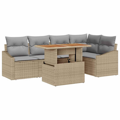 Set Divano da Giardino 6 pcs Beige Poly Rattan