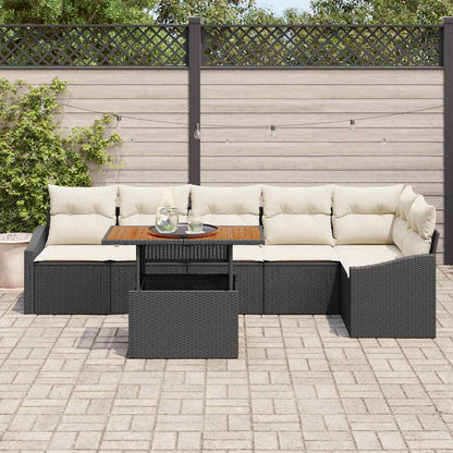 Set Divano da Giardino con archiviazione 7 pcs Nero Poly Rattan