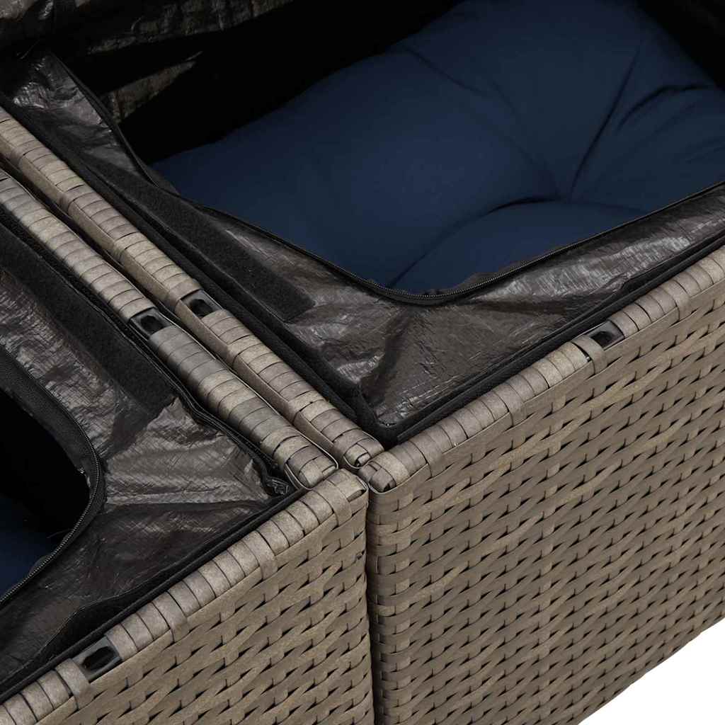 Set Divano da Giardino 9 pcs Grigio Poly Rattan | homemem39