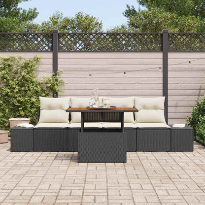 Set Divano da Giardino con archiviazione 5 pcs Nero Poly Rattan