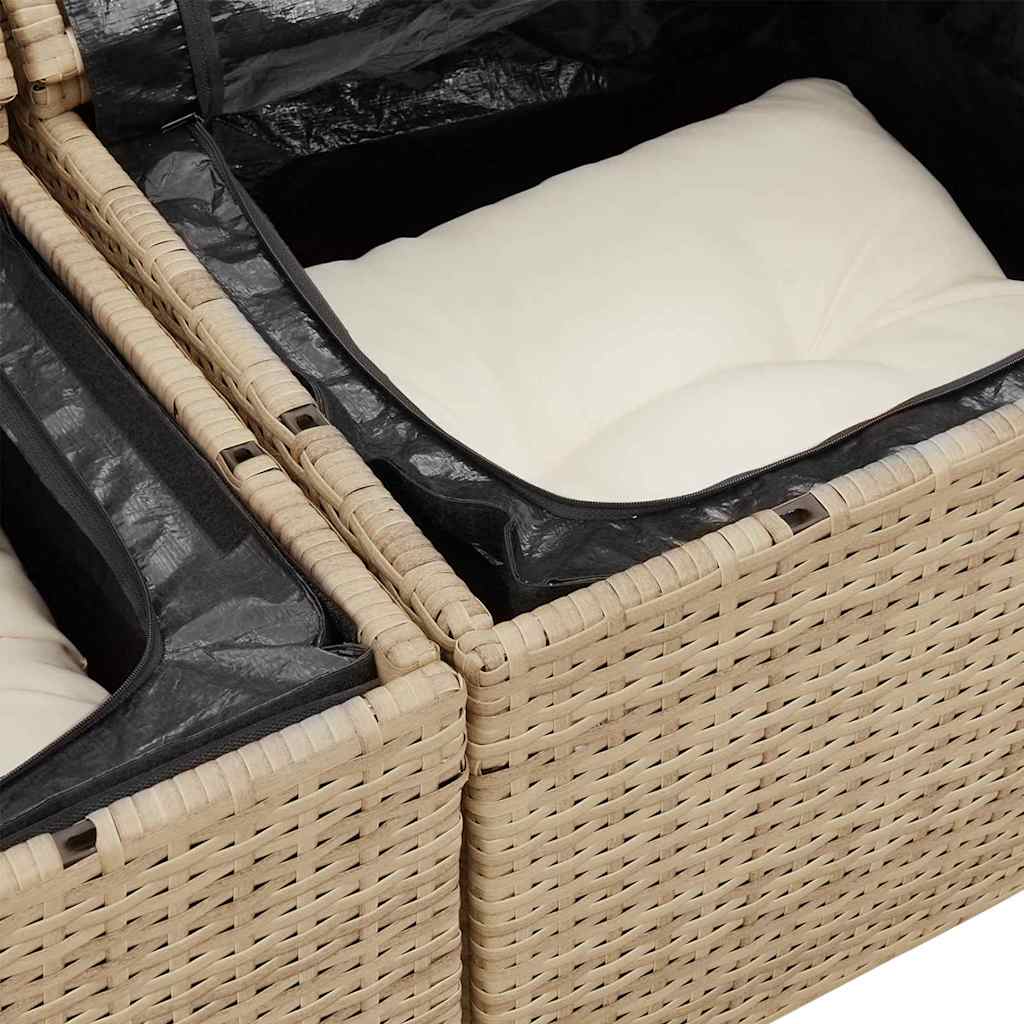 Set Divano da Giardino 5 pcs Beige Poly Rattan