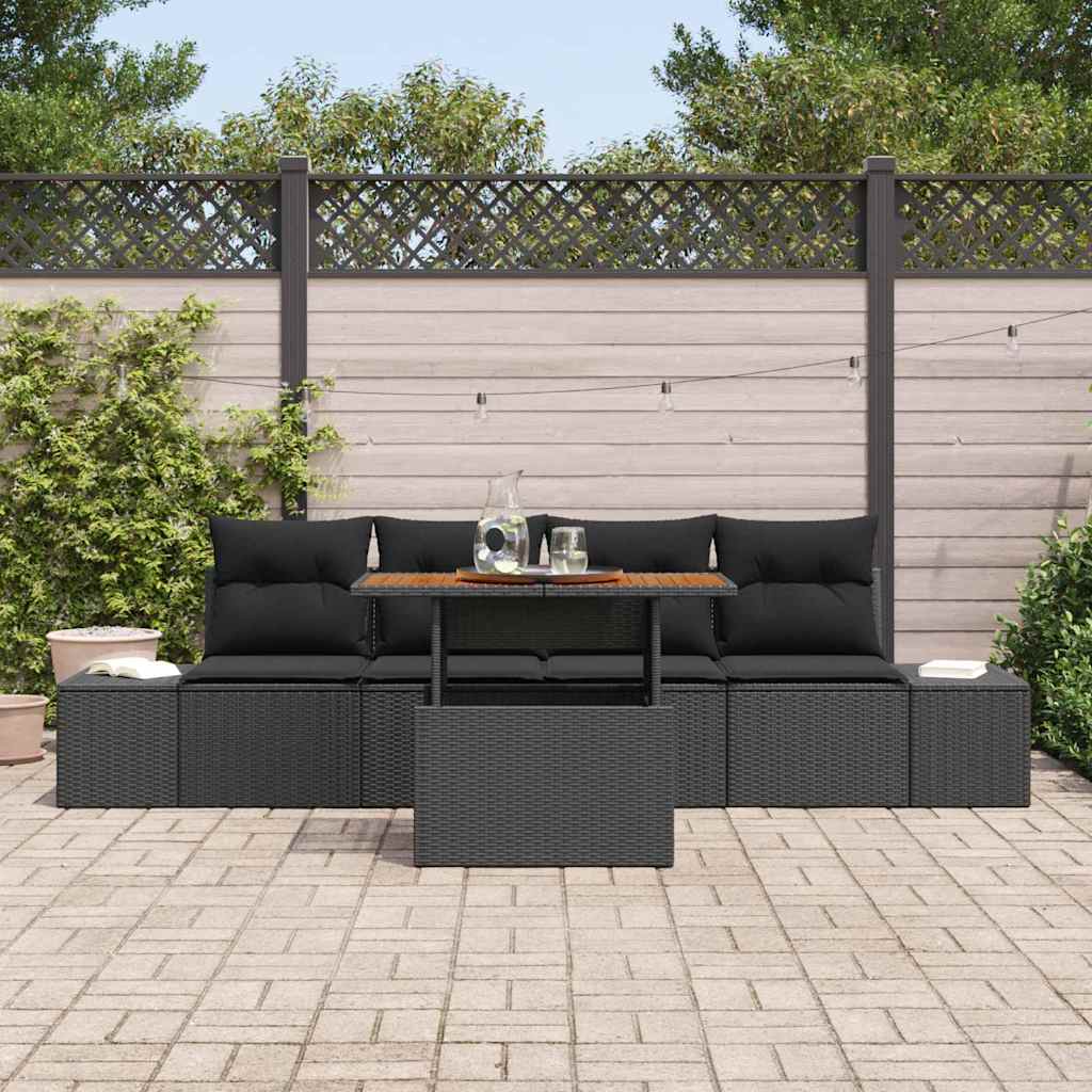 Set Divano da Giardino con archiviazione 5 pcs Nero Poly Rattan - homemem39