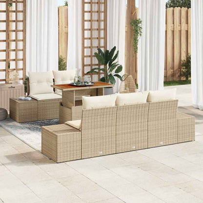 Set Divano da Giardino 6 pcs Beige Poly Rattan