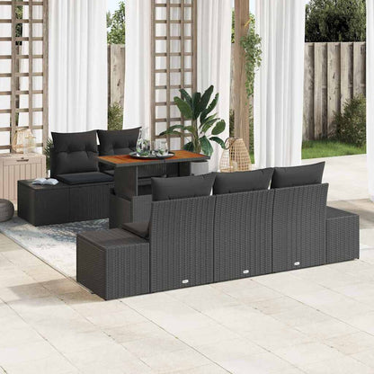 Set Divano da Giardino con archiviazione 6 pcs Nero Poly Rattan - homemem39