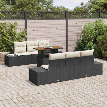 Set Divano da Giardino con archiviazione 7 pcs Nero Poly Rattan