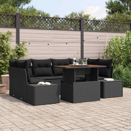 Set Divano da Giardino con archiviazione 7 pcs Nero Poly Rattan - homemem39