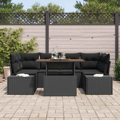 Set Divano da Giardino con archiviazione 7 pcs Nero Poly Rattan - homemem39