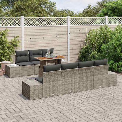 Set Divano da Giardino 8 pcs Grigio Poly Rattan