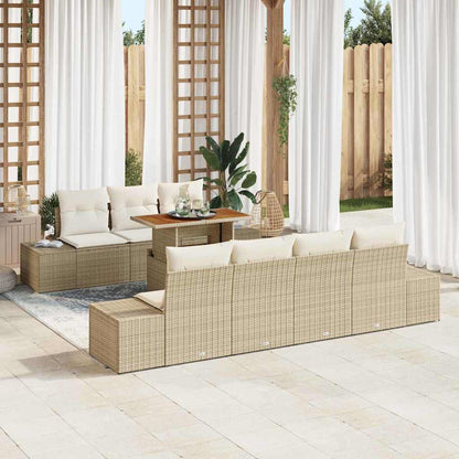 Set Divano da Giardino 8 pcs Beige Poly Rattan