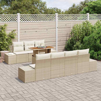 Set Divano da Giardino 8 pcs Beige Poly Rattan