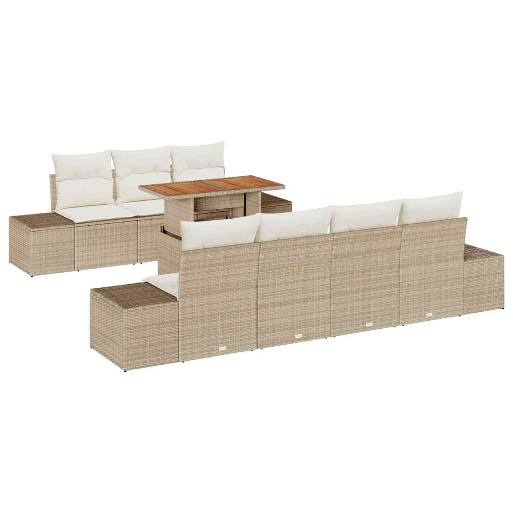 Set Divano da Giardino 8 pcs Beige Poly Rattan