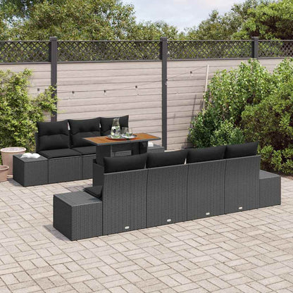 Set Divano da Giardino con archiviazione 8 pcs Nero Poly Rattan - homemem39