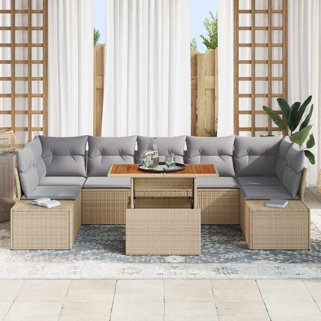 Set Divano da Giardino 8 pcs Beige Poly Rattan - homemem39