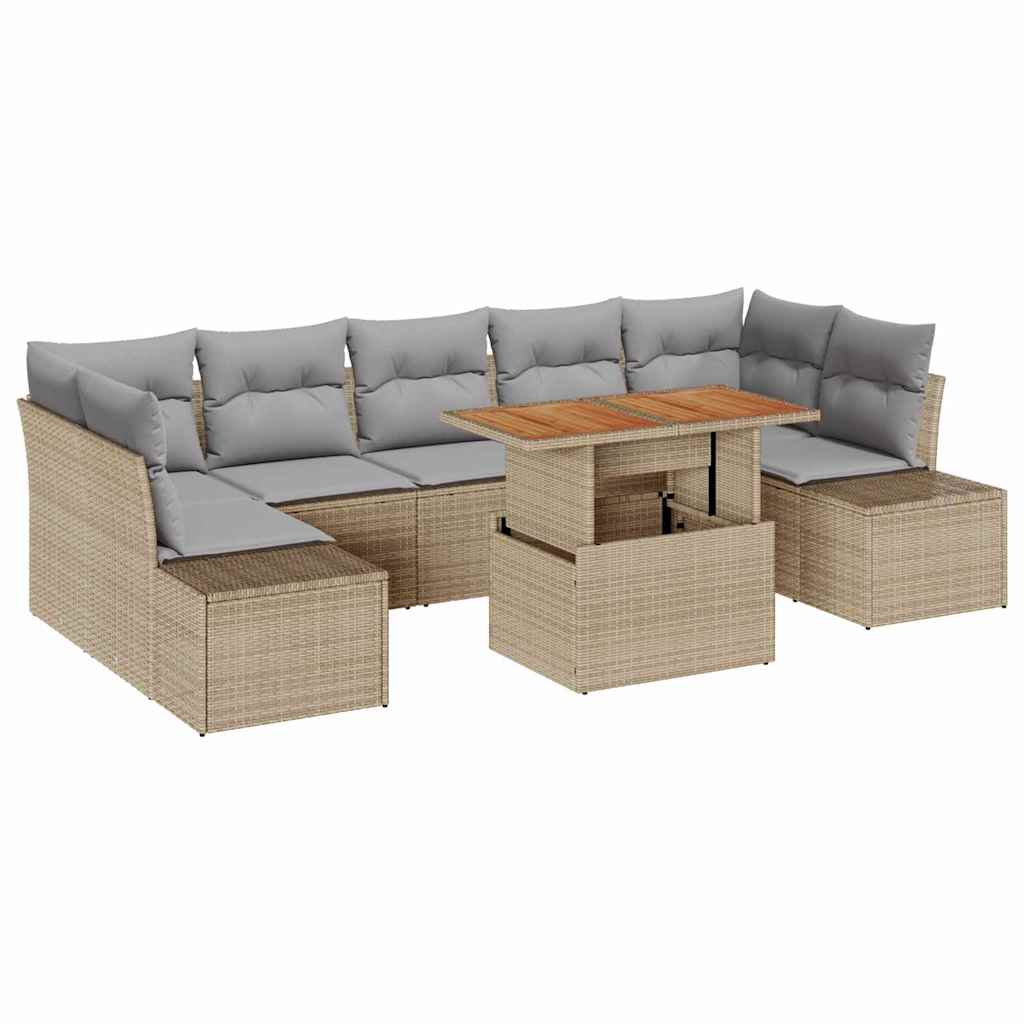 Set Divano da Giardino 8 pcs Beige Poly Rattan - homemem39