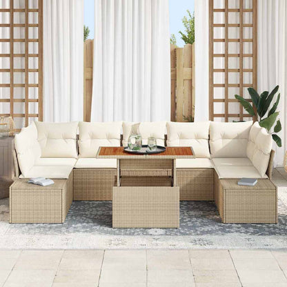 Set Divano da Giardino 8 pcs Beige Poly Rattan