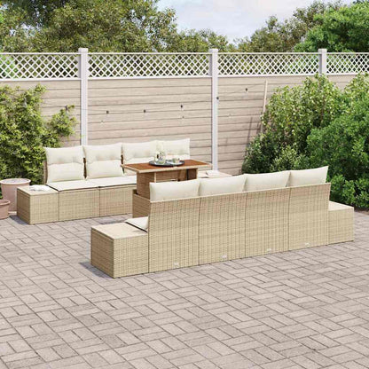 Set Divano da Giardino 9 pcs Beige Poly Rattan