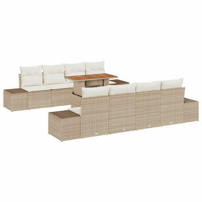 Set Divano da Giardino 9 pcs Beige Poly Rattan