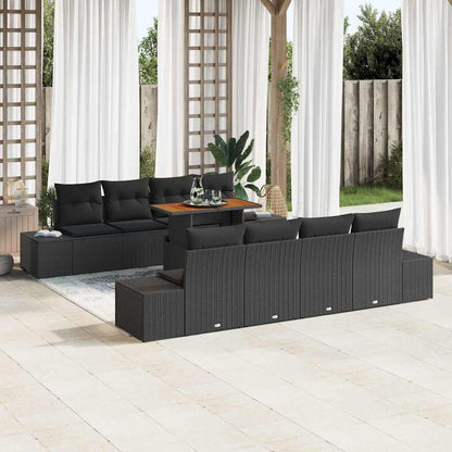 Set Divano da Giardino con archiviazione 9 pcs Nero Poly Rattan - homemem39