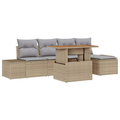 Set Divano da Giardino 6 pcs Beige Poly Rattan - homemem39