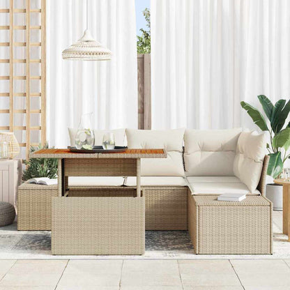 Set Divano da Giardino 5 pcs Beige Poly Rattan - homemem39