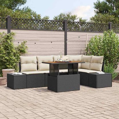 Set Divano da Giardino con archiviazione 6 pcs Nero Poly Rattan