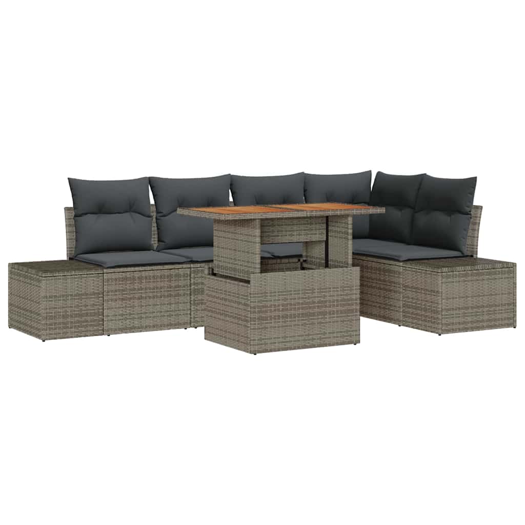 Set Divano da Giardino 6 pcs Grigio Poly Rattan - homemem39