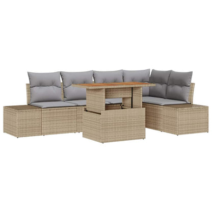 Set Divano da Giardino 6 pcs Beige Poly Rattan