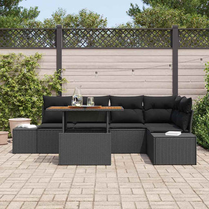 Set Divano da Giardino con archiviazione 6 pcs Nero Poly Rattan - homemem39