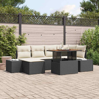 Set Divano da Giardino con archiviazione 7 pcs Nero Poly Rattan