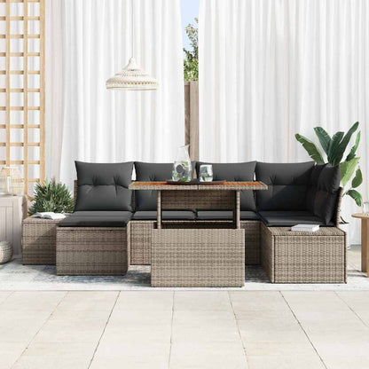 Set Divano da Giardino 7 pcs Grigio Poly Rattan - homemem39