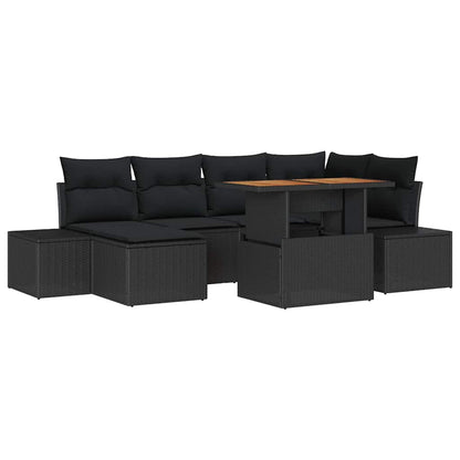 Set Divano da Giardino con archiviazione 7 pcs Nero Poly Rattan