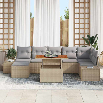 Set Divano da Giardino 8 pcs Beige Poly Rattan | homemem39
