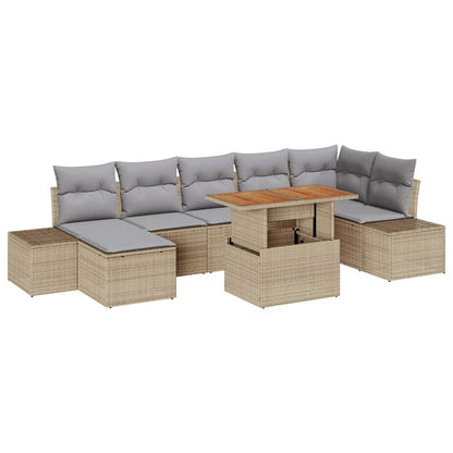 Set Divano da Giardino 8 pcs Beige Poly Rattan | homemem39