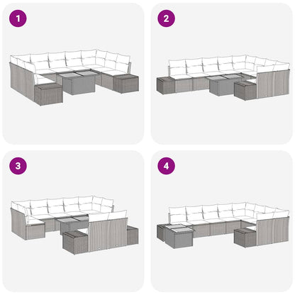 Set Divano da Giardino 10 pcs Beige Poly Rattan - homemem39