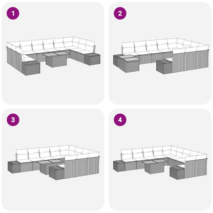 Set Divano da Giardino 11 pcs Grigio Poly Rattan