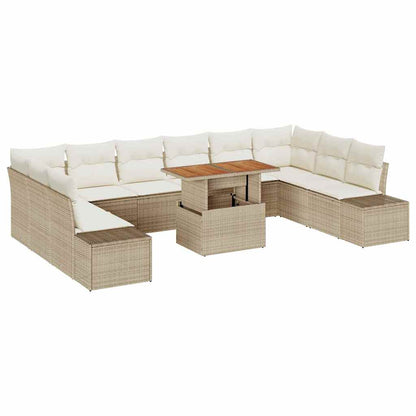 Set Divano da Giardino 11 pcs Beige Poly Rattan