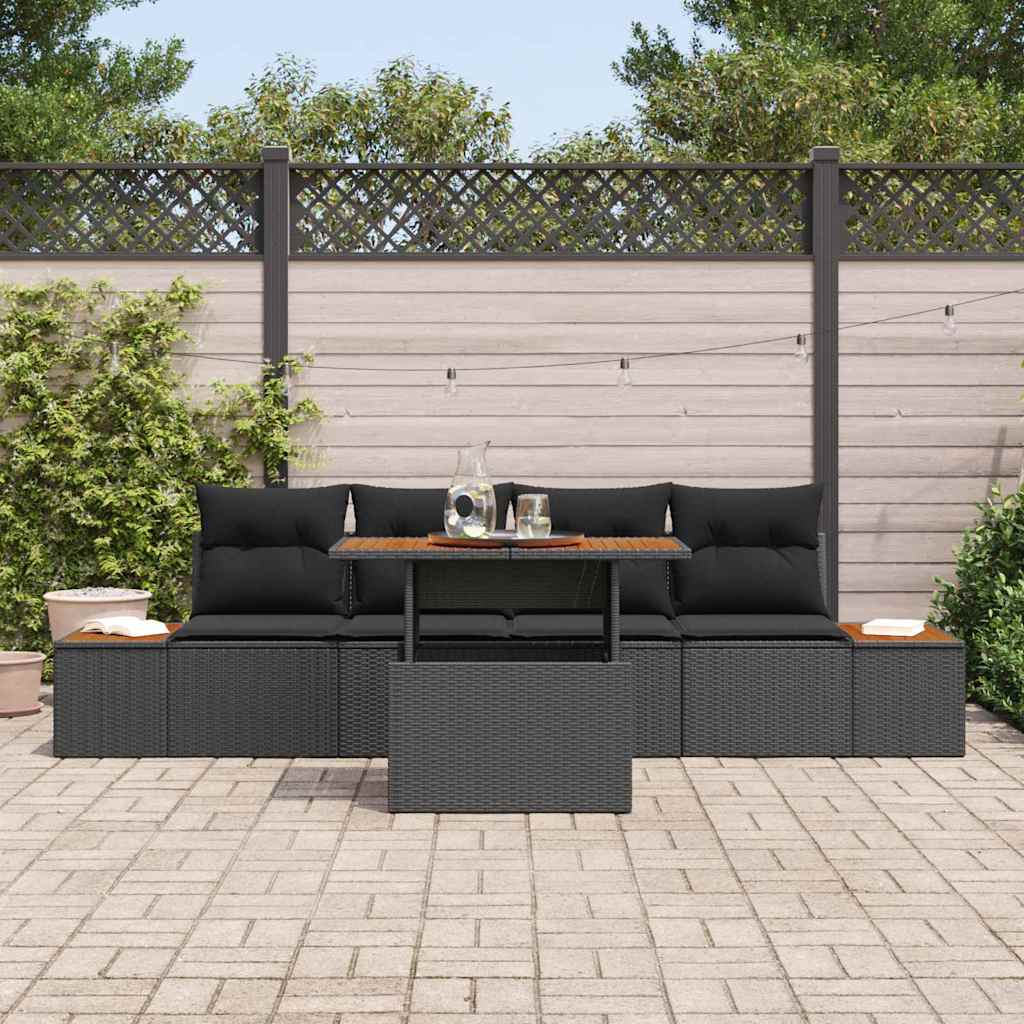Set Divano da Giardino con archiviazione 5 pcs Nero Poly Rattan